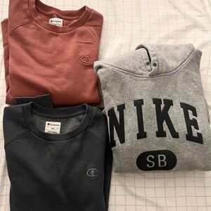 Nike Gray Hoodie and Champion Sweatshirt